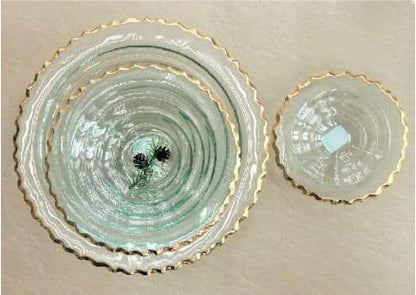 Gold-rimmed Round Glass Serving Plate