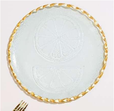 Gold-rimmed Round Glass Serving Plate