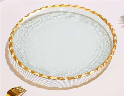 Gold-rimmed Round Glass Serving Plate