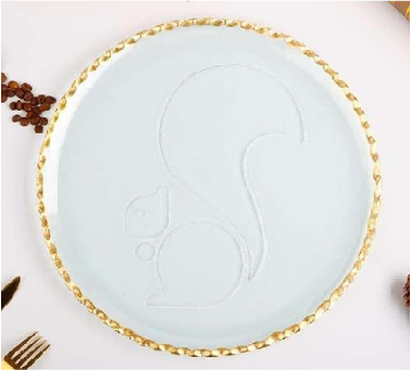 Gold-rimmed Round Glass Serving Plate