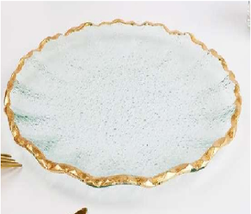 Gold-rimmed Round Glass Serving Plate