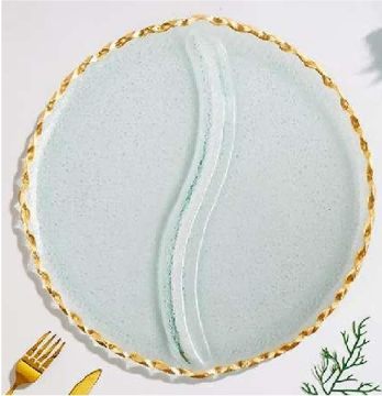 Gold-rimmed Round Glass Serving Plate