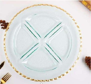 Gold-rimmed Round Glass Serving Plate