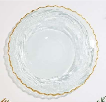Gold-rimmed Round Glass Serving Plate