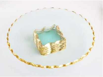 Gold-rimmed Round Glass Serving Plate