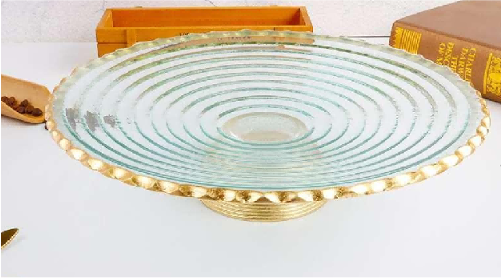 Gold-rimmed Round Glass Serving Plate