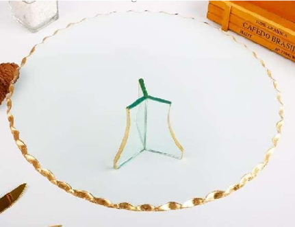 Gold-rimmed Round Glass Serving Plate