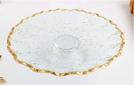 Gold-rimmed Round Glass Serving Plate