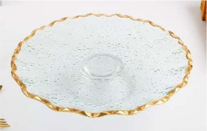 Gold-rimmed Round Glass Serving Plate