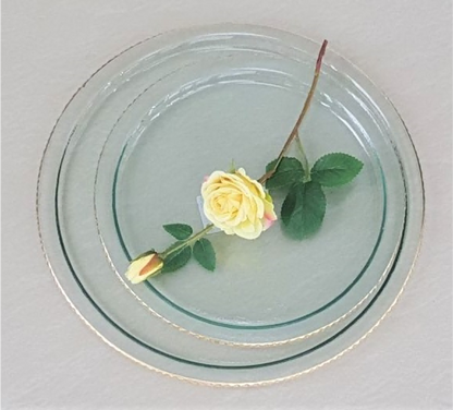 Gold-rimmed Round Glass Serving Plate