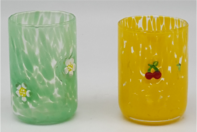 Dappled Glass Tumbler with 3D decoration
