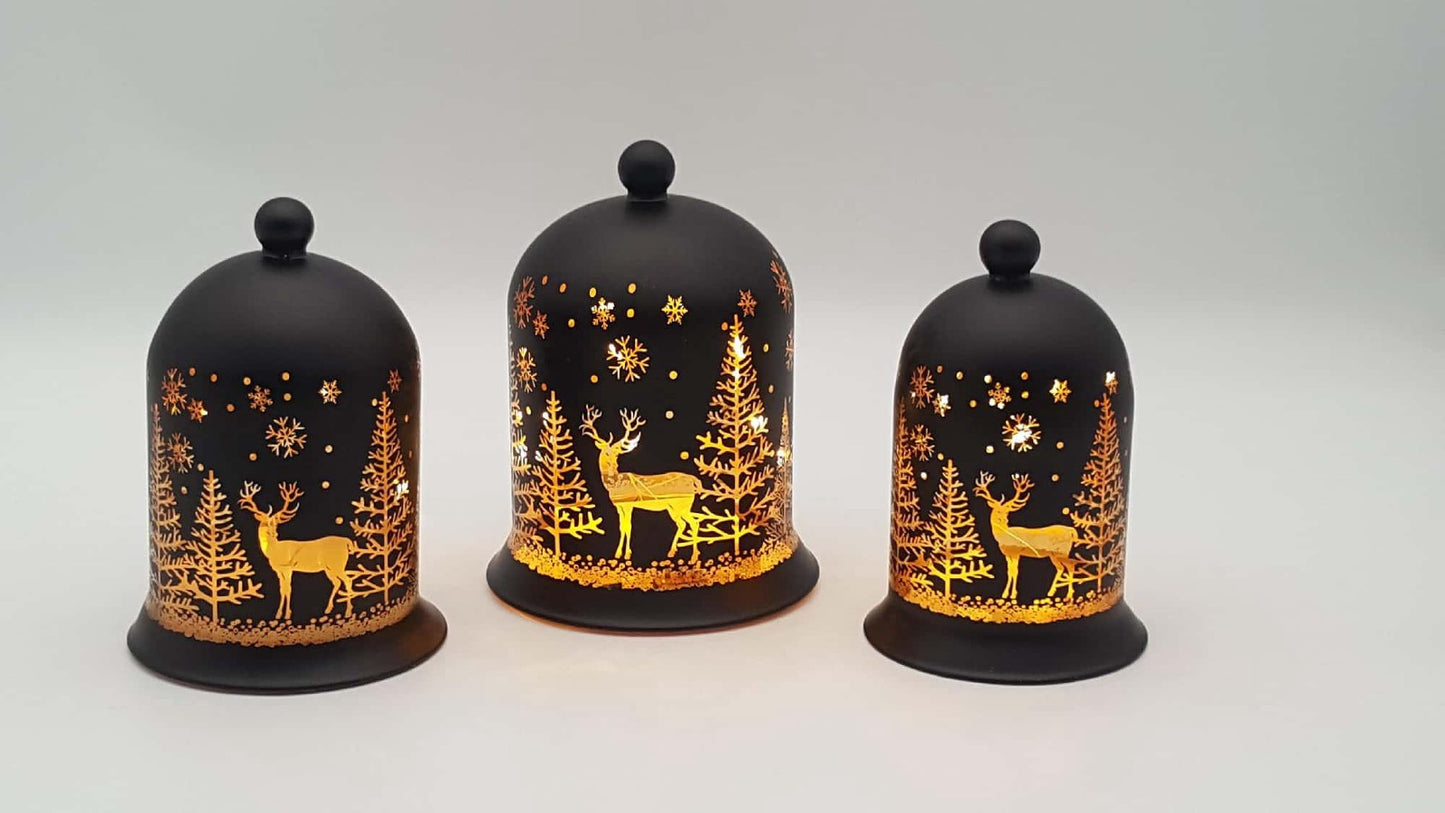 Christmas Designed LED light-up Glass Cloche