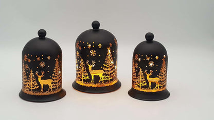 Christmas Designed LED light-up Glass Cloche