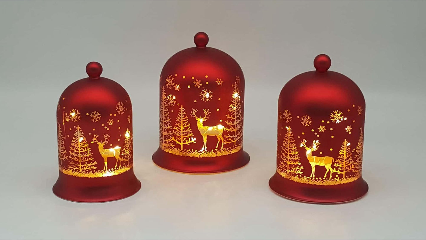 Christmas Designed LED light-up Glass Cloche