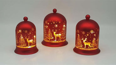 Christmas Designed LED light-up Glass Cloche