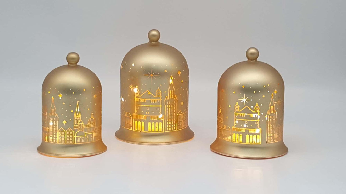 Christmas Designed LED light-up Glass Cloche