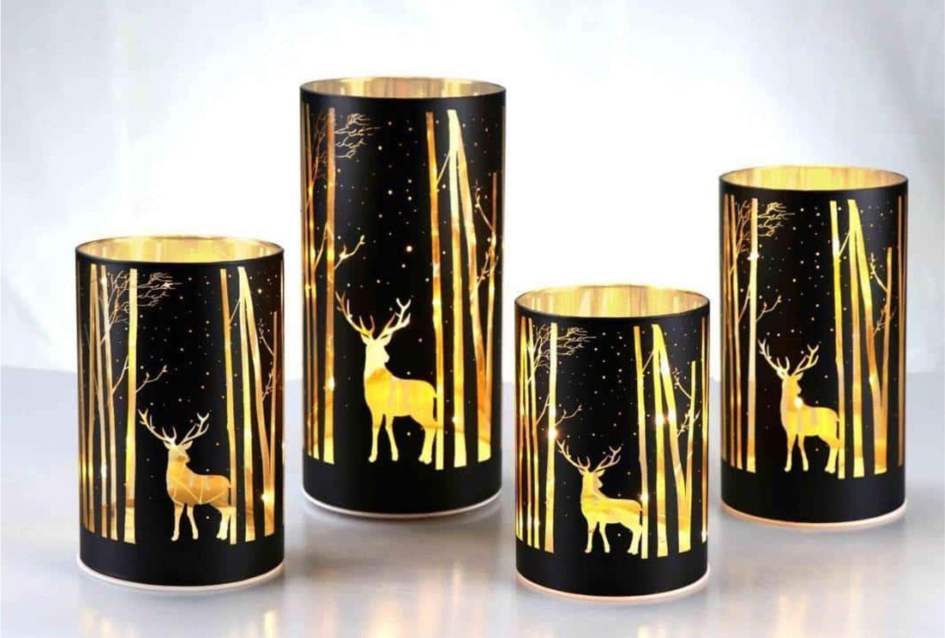 Christmas Designed Glass Cylinder with LED Light