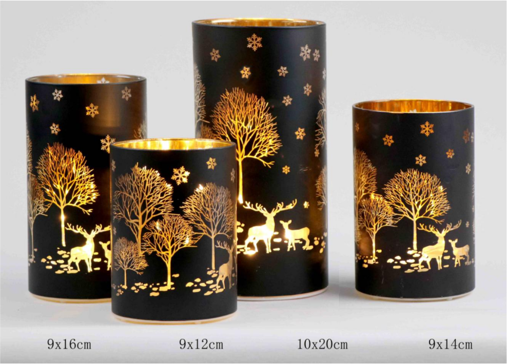 Christmas Designed Glass Cylinder with LED Light