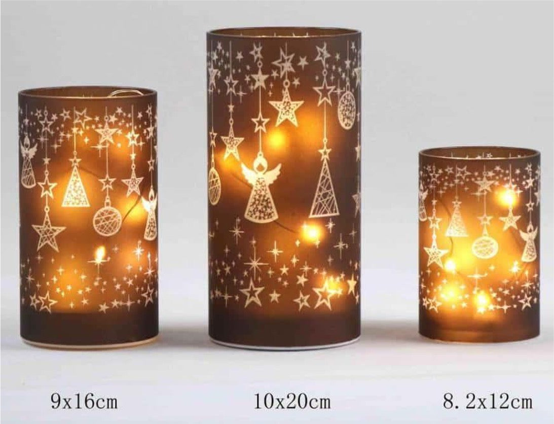Christmas Designed Glass Cylinder with LED Light