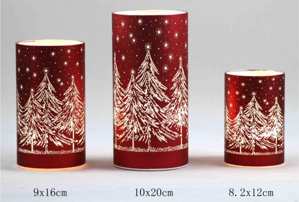 Christmas Designed Glass Cylinder with LED Light