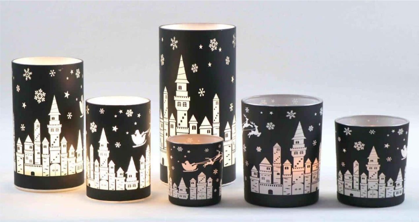 Christmas Designed Glass Cylinder with LED Light