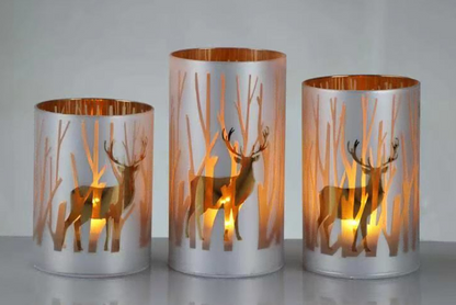 Christmas Designed Glass Cylinder with LED Light