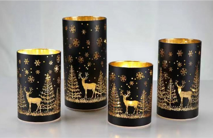 Christmas Designed Glass Cylinder with LED Light
