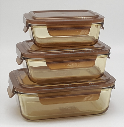 Amber Glass Lunch Box with Locking Lid