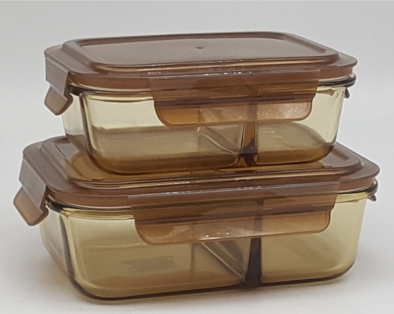 Amber Glass Lunch Box with Locking Lid