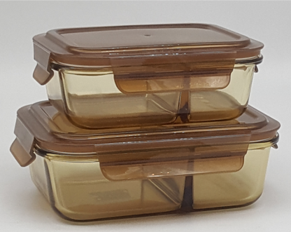 Amber Glass Lunch Box with Locking Lid