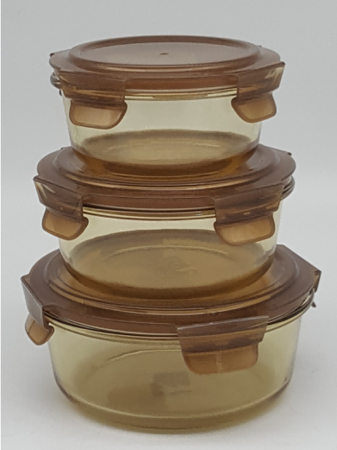Amber Glass Lunch Box with Locking Lid