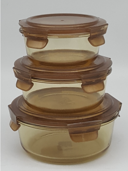 Amber Glass Lunch Box with Locking Lid