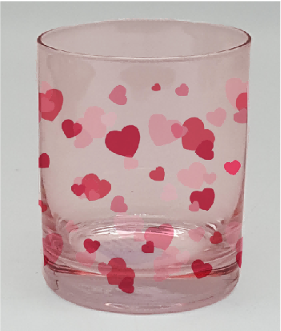 Heart Printed Glass Mug and Tumbler