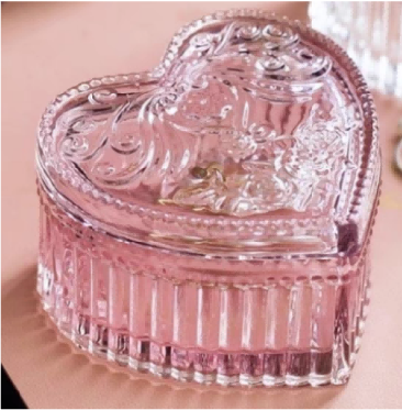 Heart-shaped Glass Trinket  Box