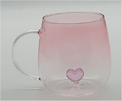 Glass Coffee Mug with 3D Heart