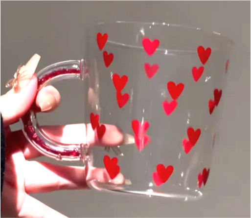 Heart Printed Glass Mug and Tumbler