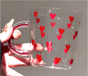 Heart Printed Glass Mug and Tumbler